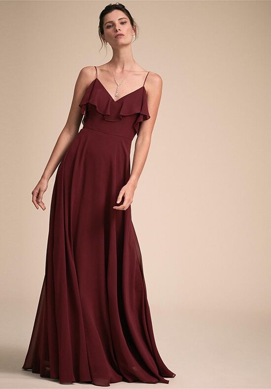 New Anthropologie Bhldn Jenny Yoo Mila Maxi Dress $285 Size 10 Hibiscus Red